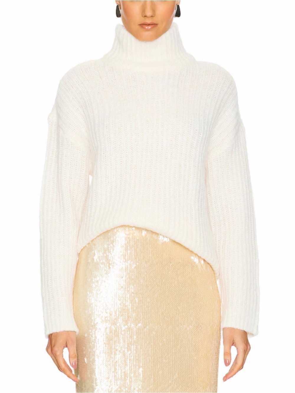 525 America Cream Ribbed Turtleneck Sweater